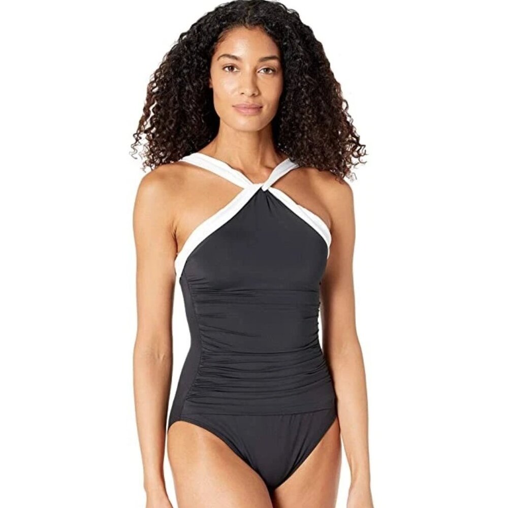LAUREN Ralph Lauren Bel Air High Neck One-Piece Swimsuit, Size 8, New with Tag - Picture 1 of 11